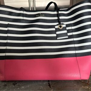 Kate Spade Black and White Striped Tote Bag